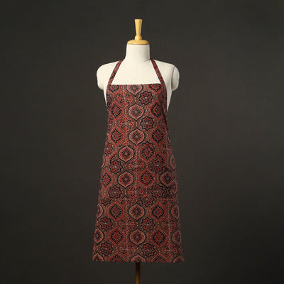 Brown - Ajrakh Block Print Cotton Apron with Pocket 48