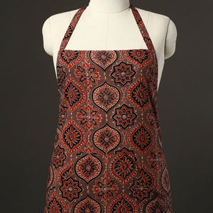 Brown - Ajrakh Block Print Cotton Apron with Pocket 48