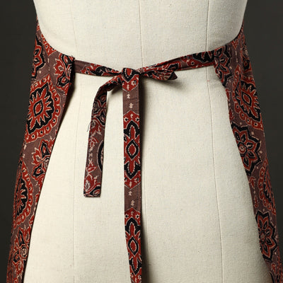 Brown - Ajrakh Block Print Cotton Apron with Pocket 48