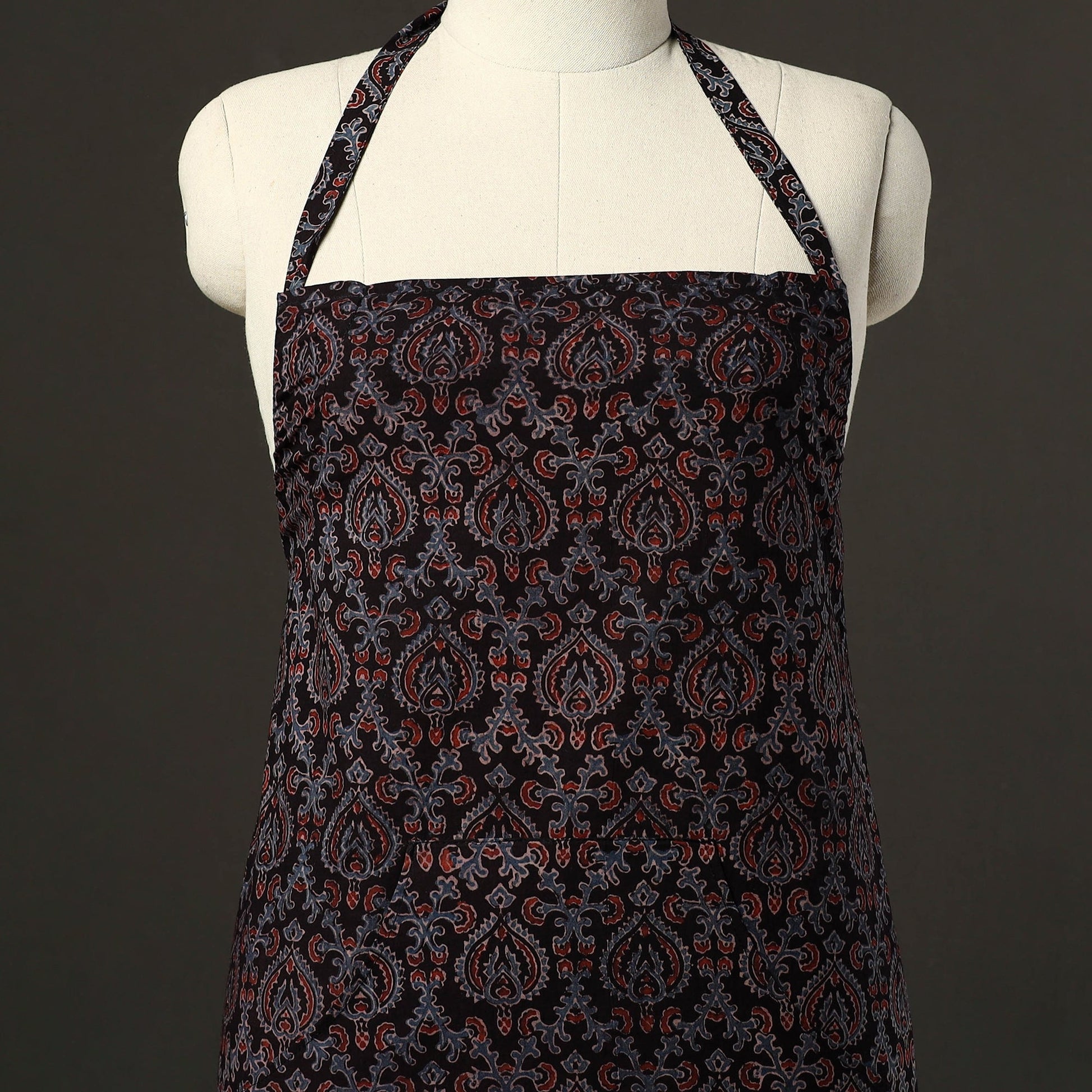 Ajrakh Block Print Cotton Apron with Pocket 49