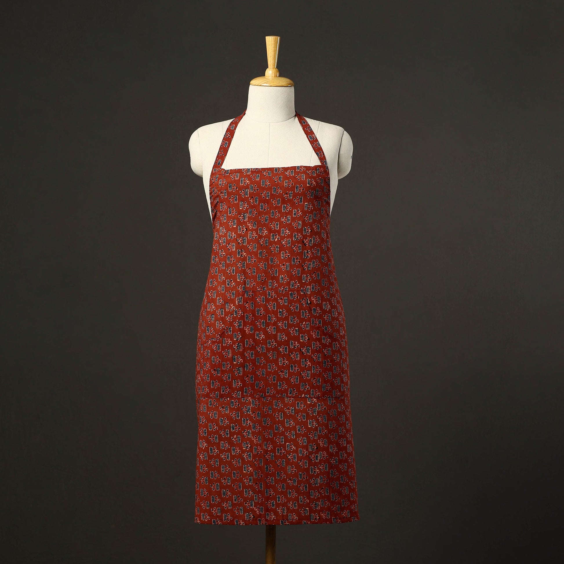 Ajrakh Block Print Cotton Apron with Pocket 50
