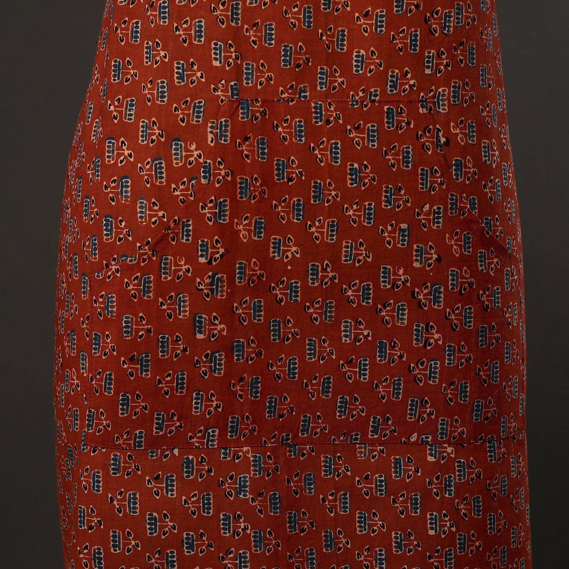 Ajrakh Block Print Cotton Apron with Pocket 50