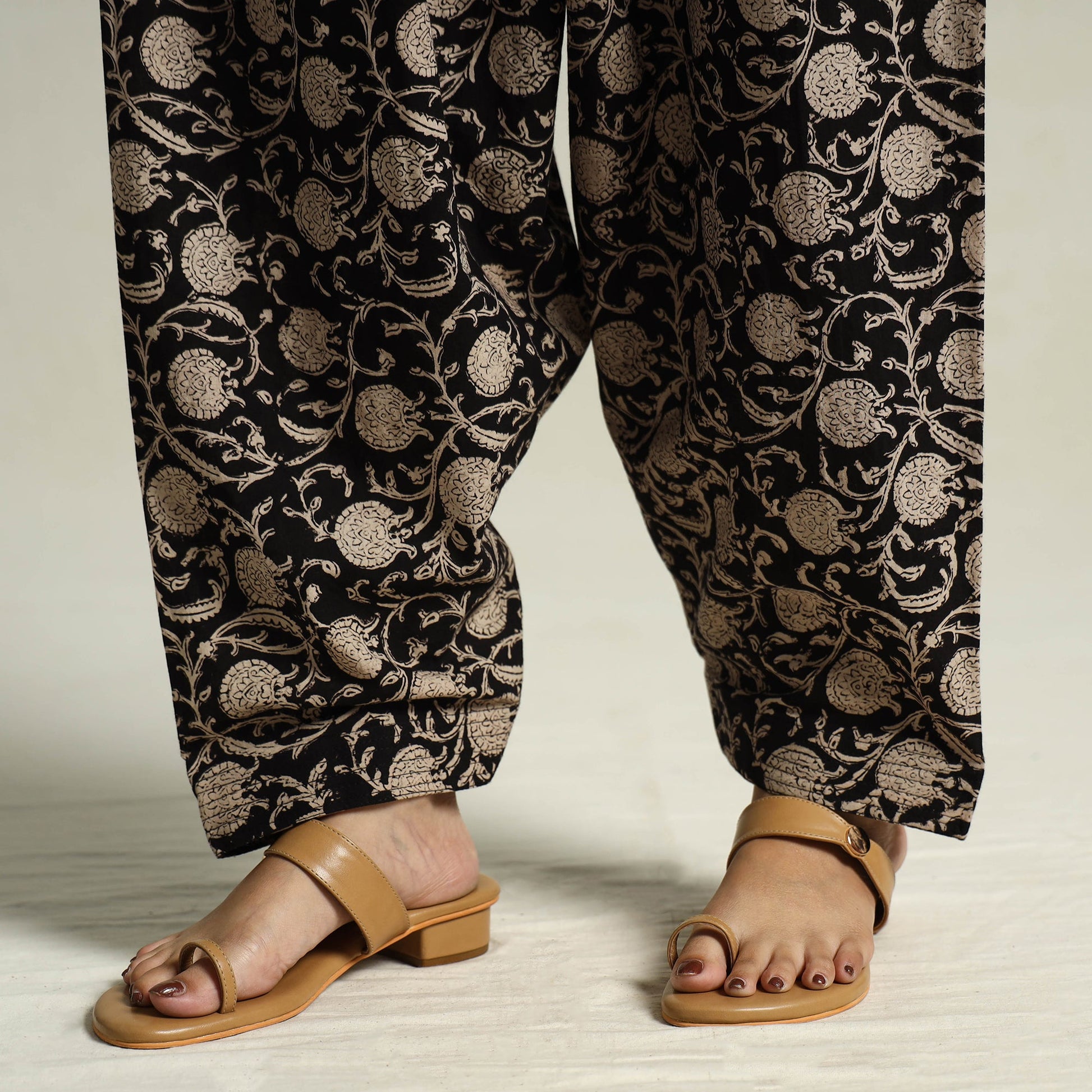 Black - Bagru Block Printed Cotton Elasticated Salwar 13