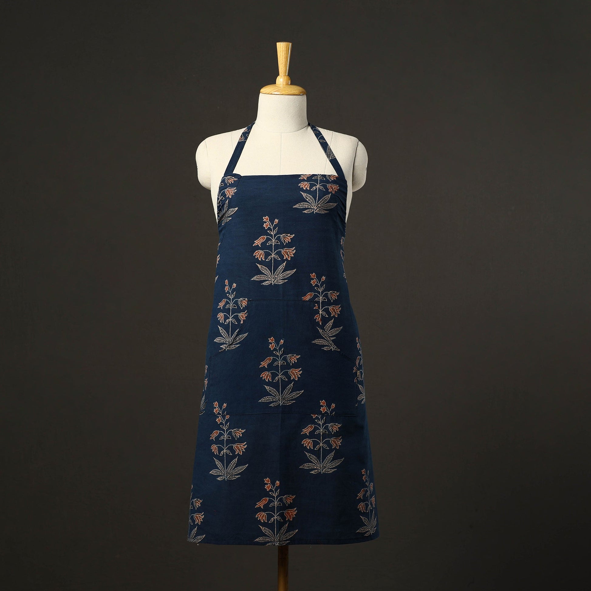 Ajrakh Block Print Cotton Apron with Pocket 51