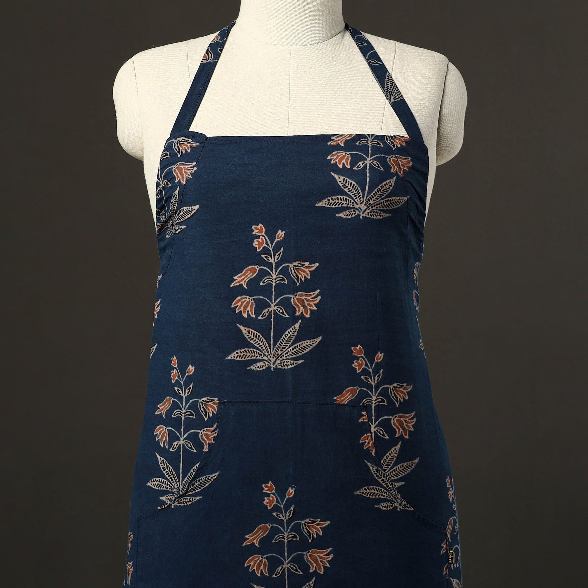 Ajrakh Block Print Cotton Apron with Pocket 51