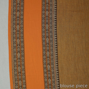 Brown - Bengal Woven Border Handloom Pure Cotton Saree 60