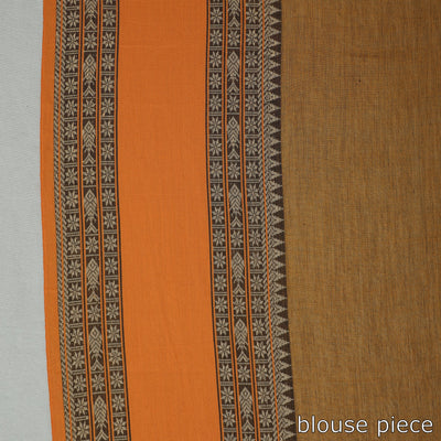 Brown - Bengal Woven Border Handloom Pure Cotton Saree 60