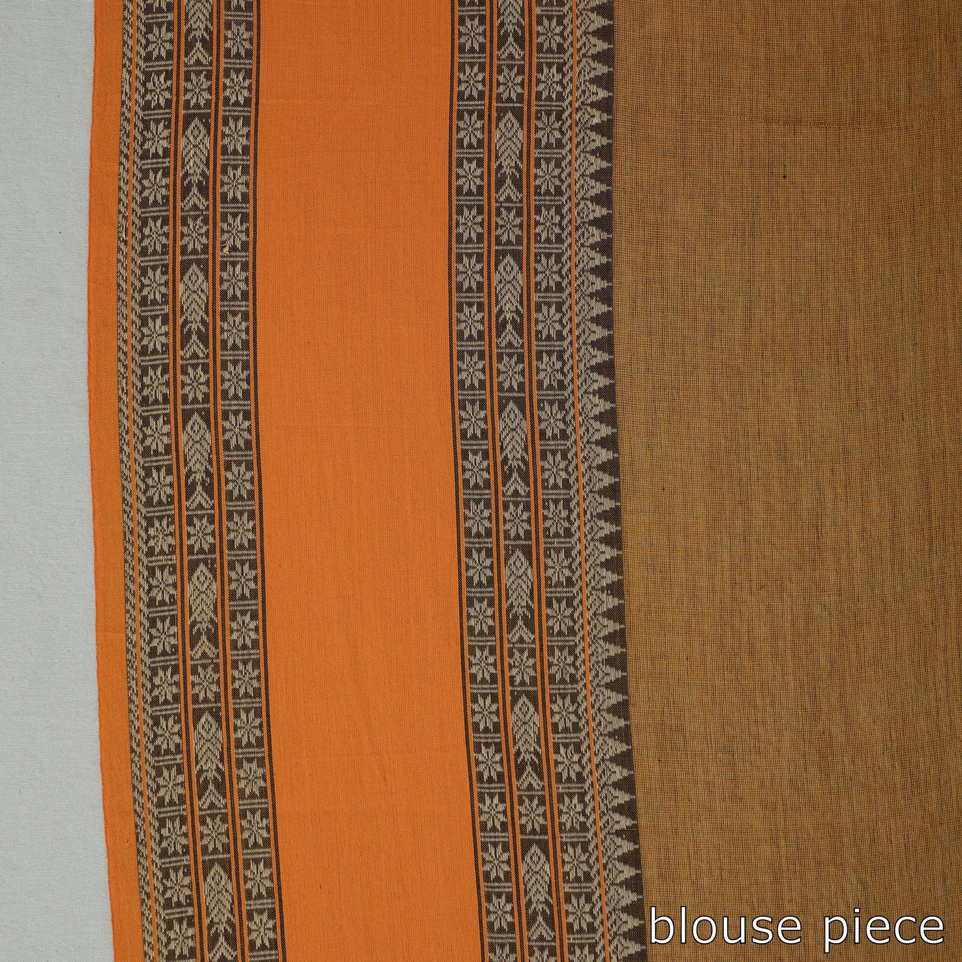 Brown - Bengal Woven Border Handloom Pure Cotton Saree 60