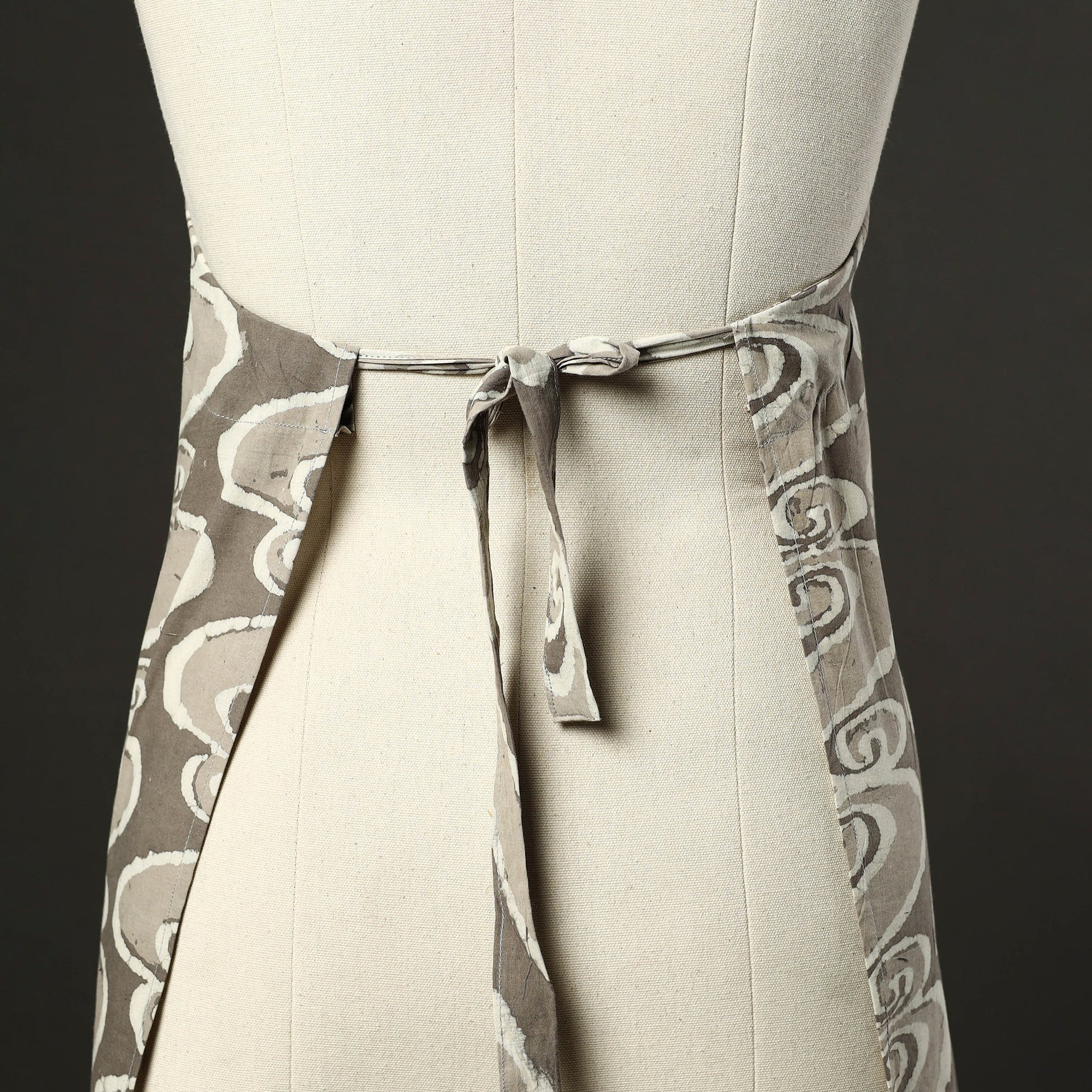 Brown - Bagru Block Print Cotton Apron with Pocket 53