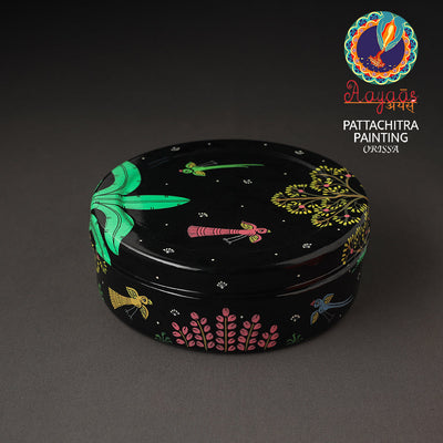 Black - Odisha Pattachitra Painting Stainless Steel Masala Box