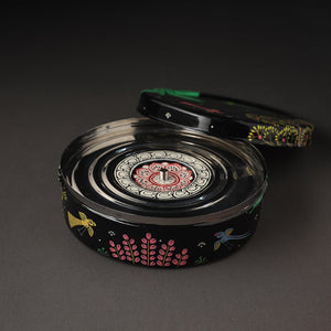 Black - Odisha Pattachitra Painting Stainless Steel Masala Box