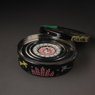 Black - Odisha Pattachitra Painting Stainless Steel Masala Box