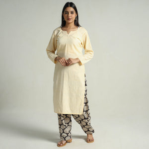 Beige - Bagru Block Printed Cotton Elasticated Salwar 14