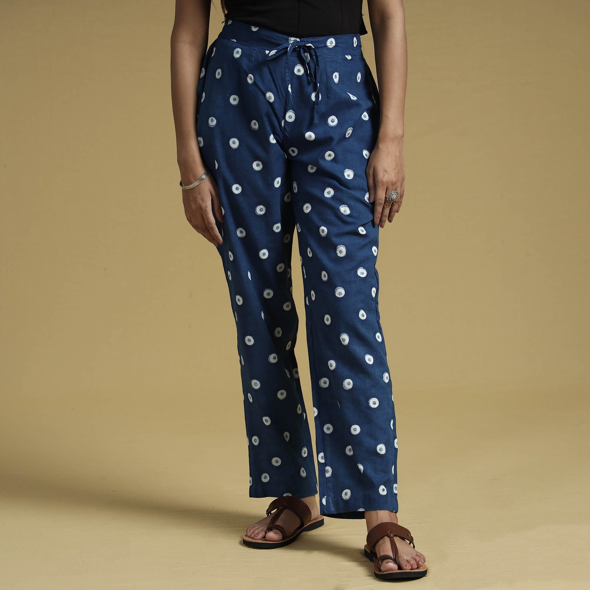 Blue - Dabu Block Printing Cotton Pant