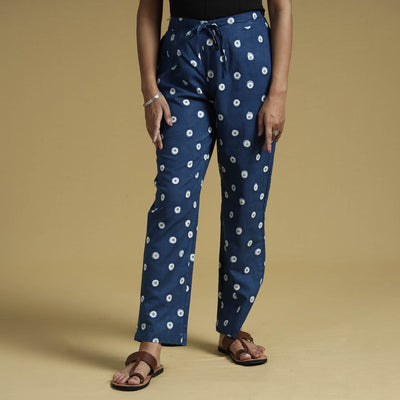 Blue - Dabu Block Printing Cotton Pant