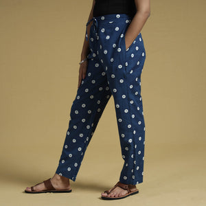 Blue - Dabu Block Printing Cotton Pant