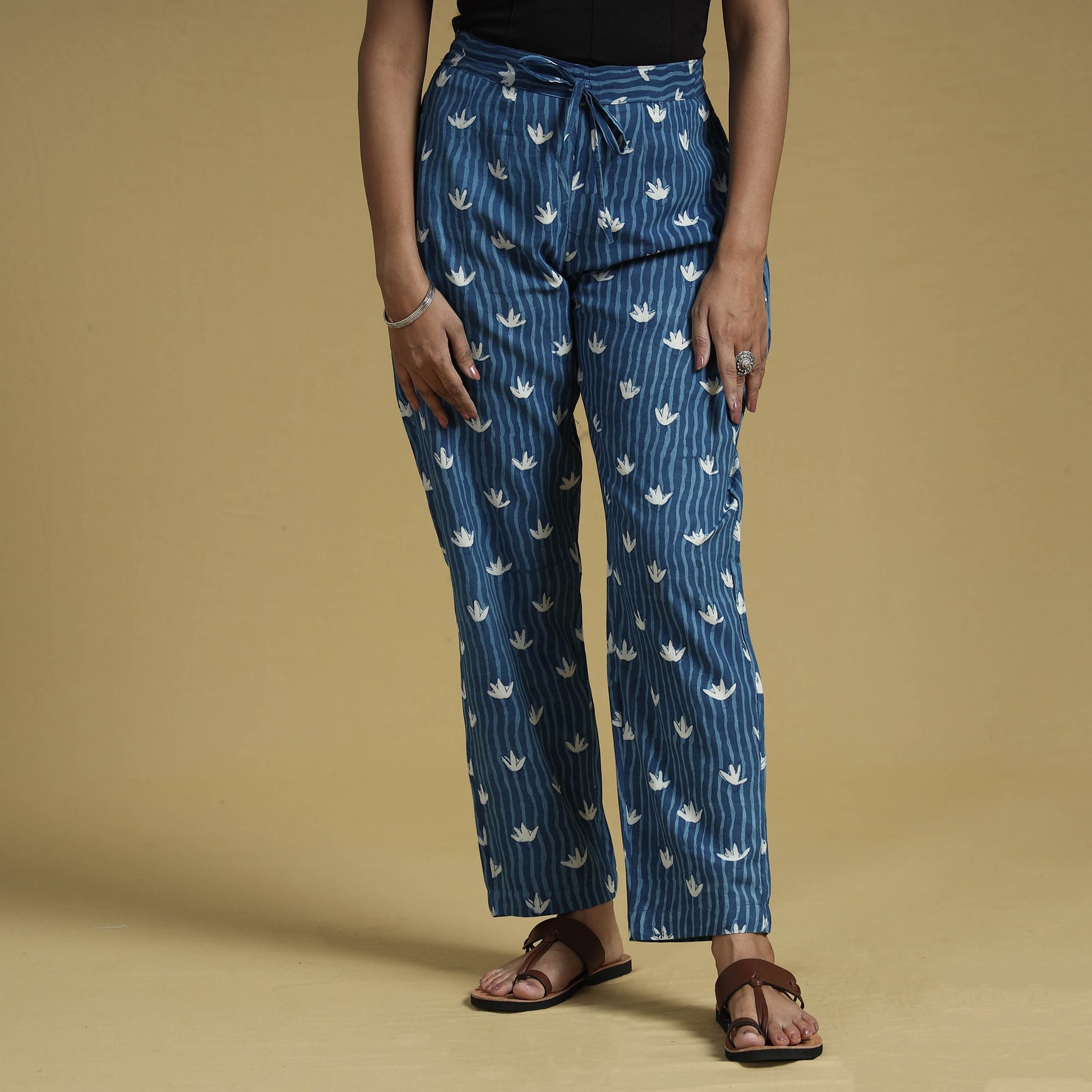 Blue - Dabu Block Printing Cotton Pant