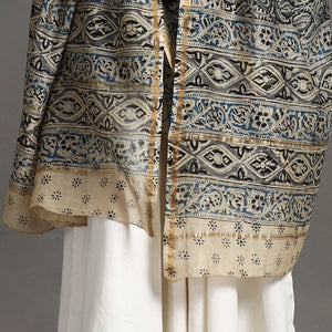 Black - Pedana Block Print Chanderi Silk Kalamkari Dupatta 03