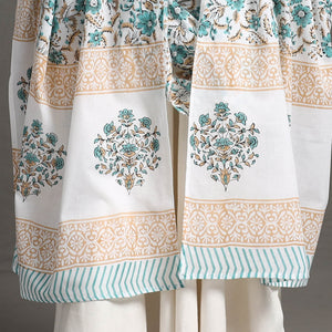 Blue - Block Print Cotton Sanganeri Floral Dupatta 05