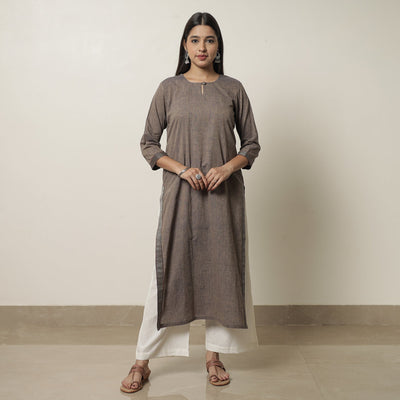 Brown - Dharwad Cotton Straight Kurta 14
