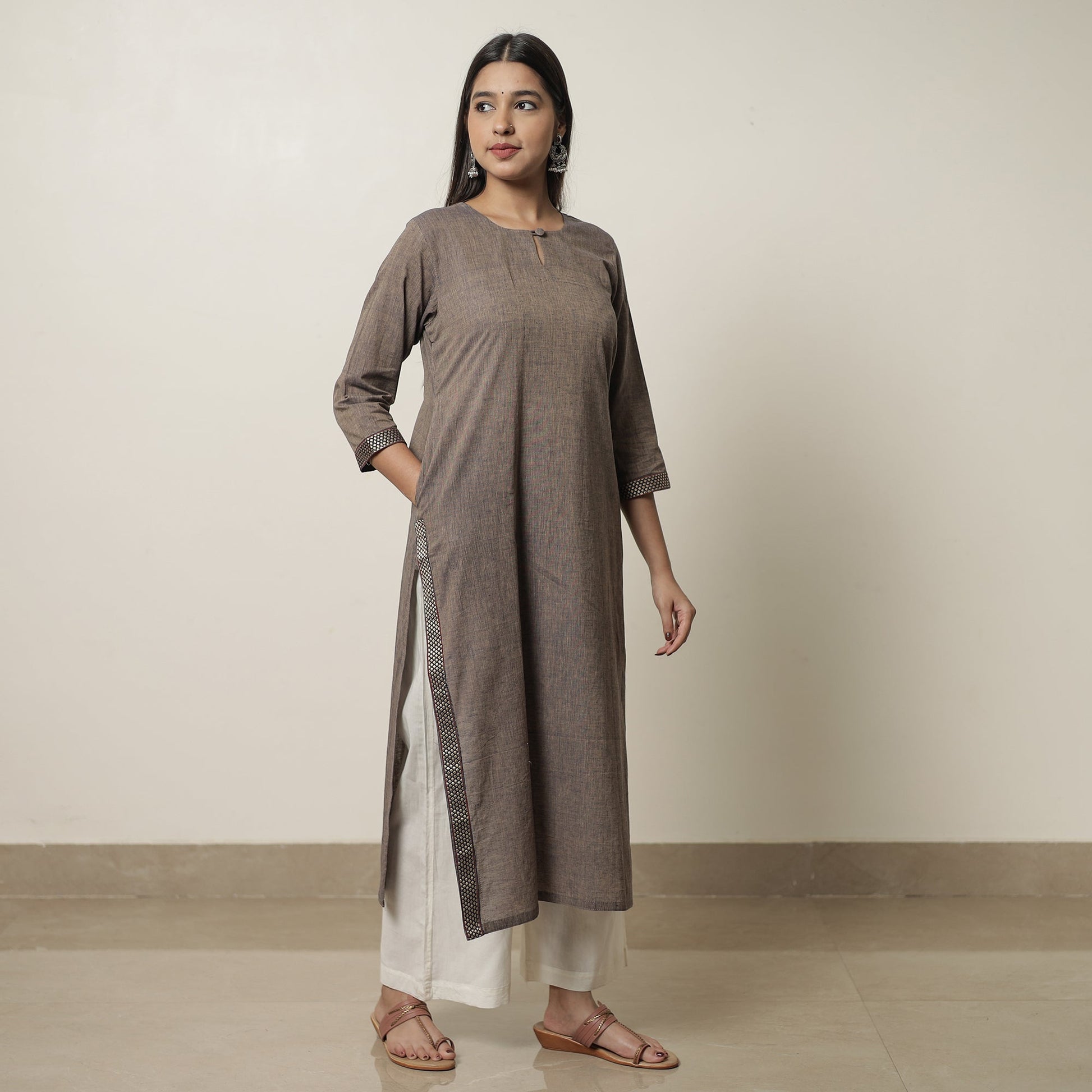 Brown - Dharwad Cotton Straight Kurta 14