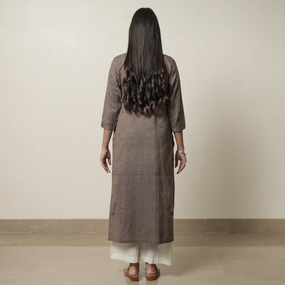 Brown - Dharwad Cotton Straight Kurta 14