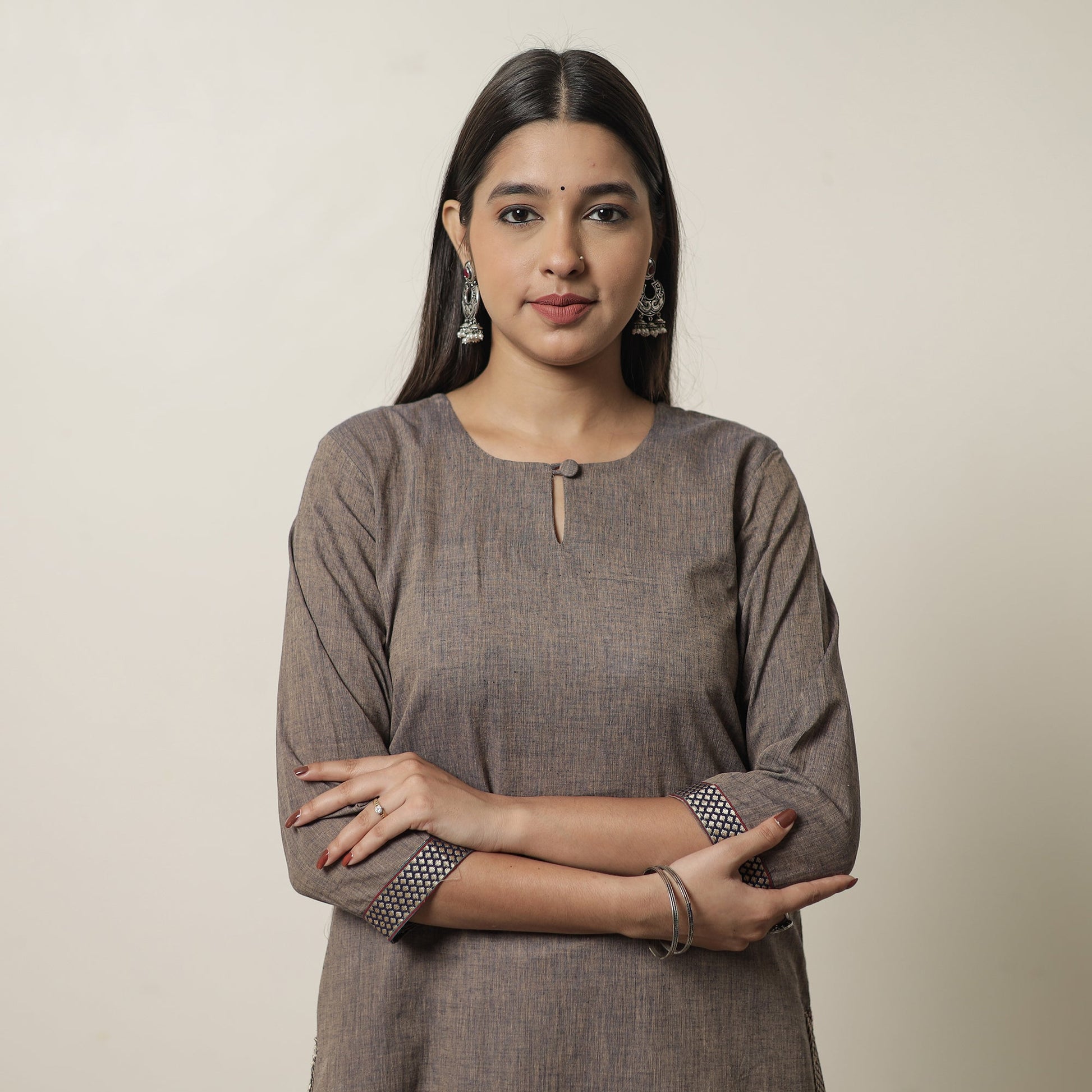Brown - Dharwad Cotton Straight Kurta 14