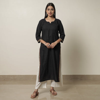 Black - Dharwad Cotton Straight Kurta 24
