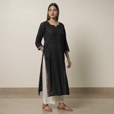 Black - Dharwad Cotton Straight Kurta 24