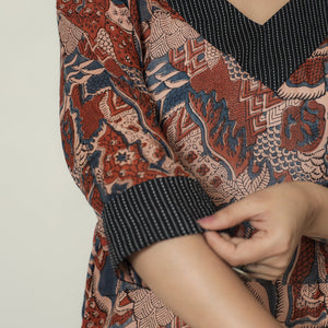 Brown - Ajrakh Block Printed Mul Cotton Straight Kurta 12