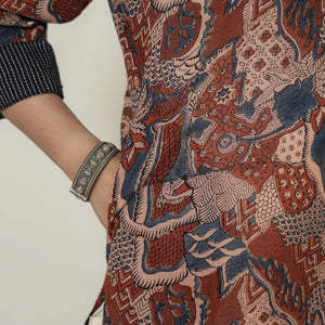 Brown - Ajrakh Block Printed Mul Cotton Straight Kurta 12