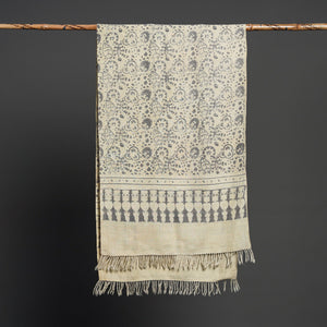 Beige - Kutch Handwoven Block Print Wool Ajrakh Stole