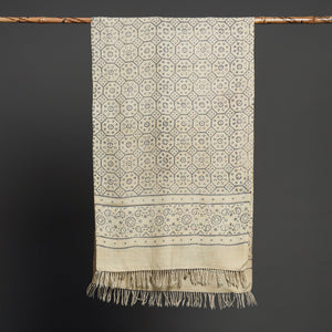Beige - Kutch Handwoven Block Print Wool Ajrakh Stole