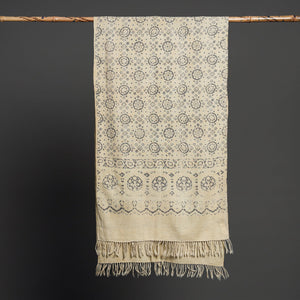 Beige - Kutch Handwoven Block Print Wool Ajrakh Stole
