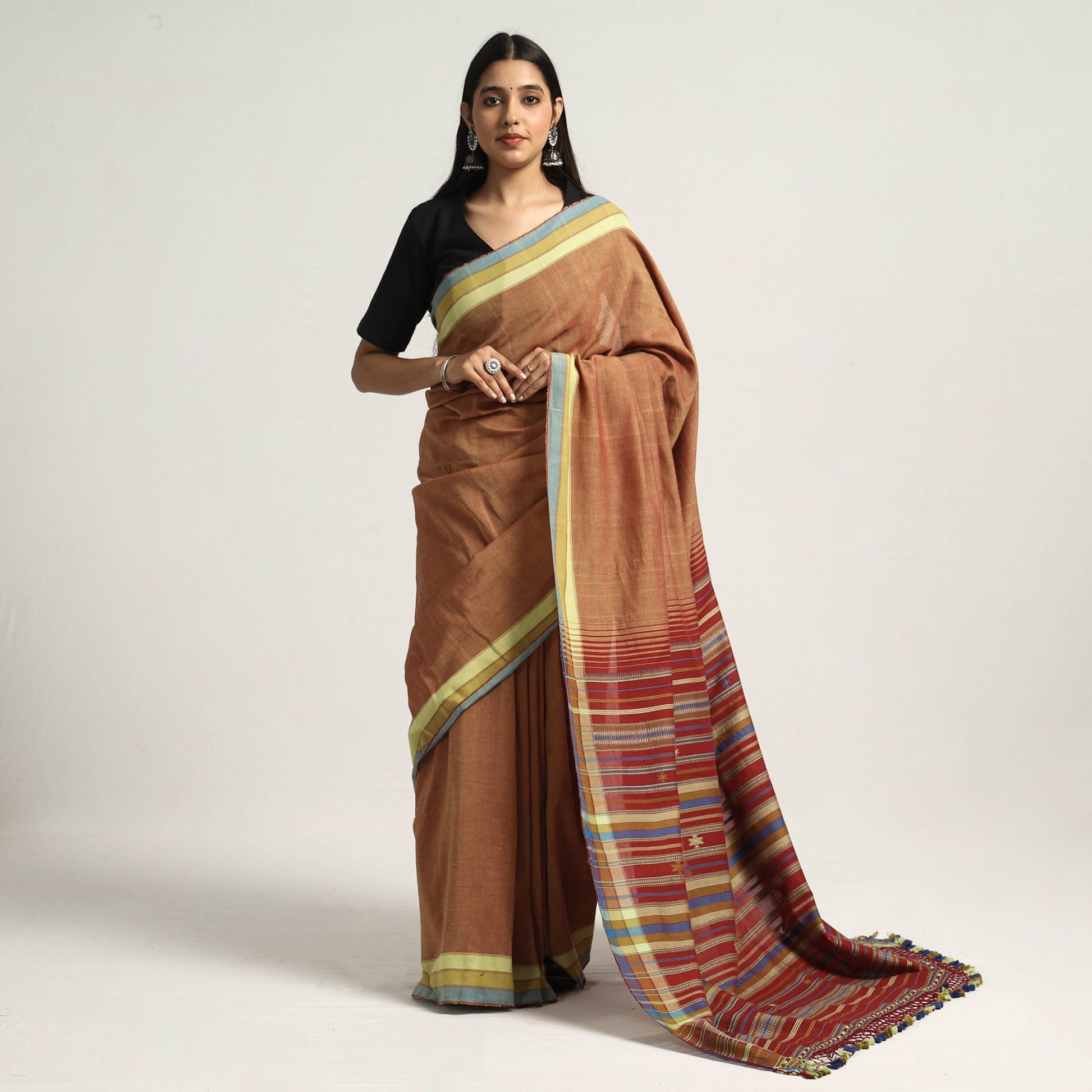 Brown - Organic Kala Cotton Bhujodi Handloom Saree