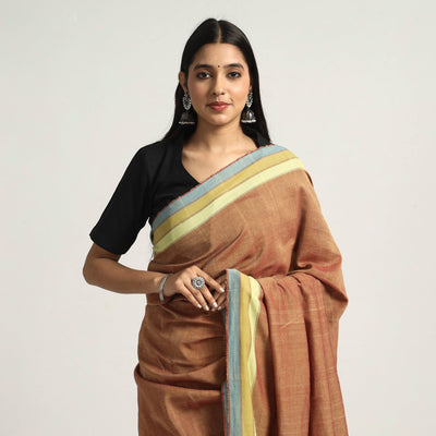 Brown - Organic Kala Cotton Bhujodi Handloom Saree