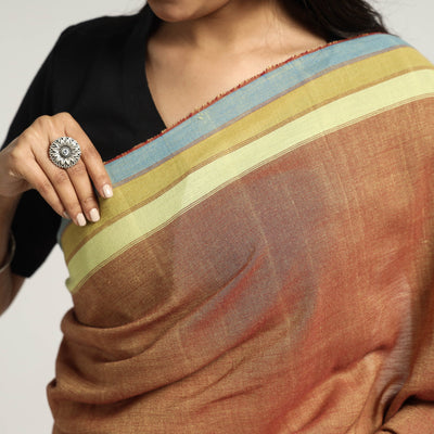 Brown - Organic Kala Cotton Bhujodi Handloom Saree