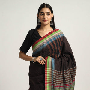 Brown - Organic Kala Cotton Bhujodi Handloom Saree