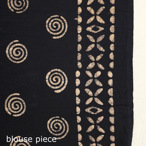 Brown - Mul Cotton Hand Batik Print Saree