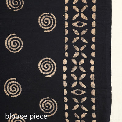 Brown - Mul Cotton Hand Batik Print Saree