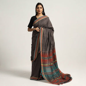 Brown - Organic Kala Cotton Bhujodi Handloom Saree