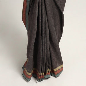 Brown - Organic Kala Cotton Bhujodi Handloom Saree