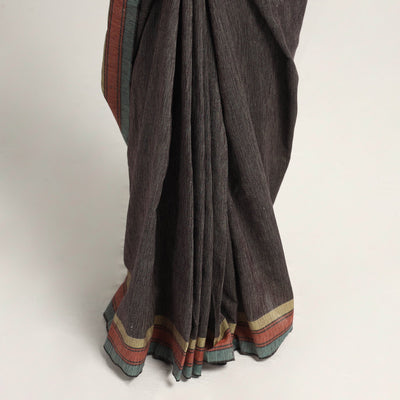 Brown - Organic Kala Cotton Bhujodi Handloom Saree