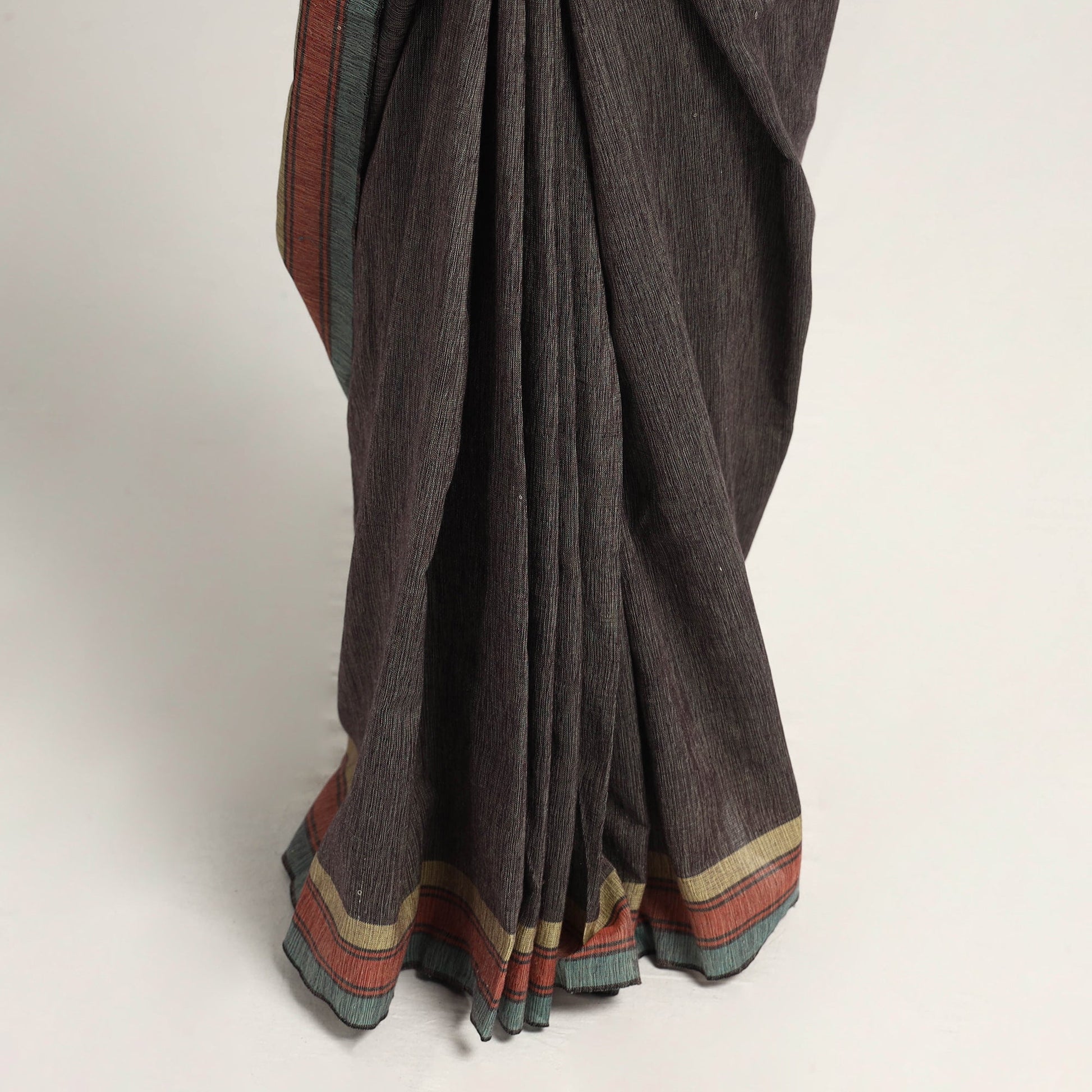 Brown - Organic Kala Cotton Bhujodi Handloom Saree