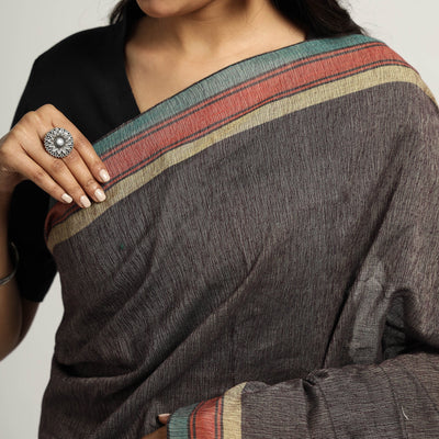 Brown - Organic Kala Cotton Bhujodi Handloom Saree