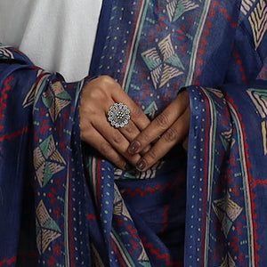Blue - Ajrakh Hand Block Printed Woollen Dupatta 28