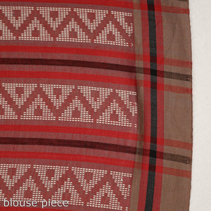 Brown -  Saree with White Chevron Buti on Pallu