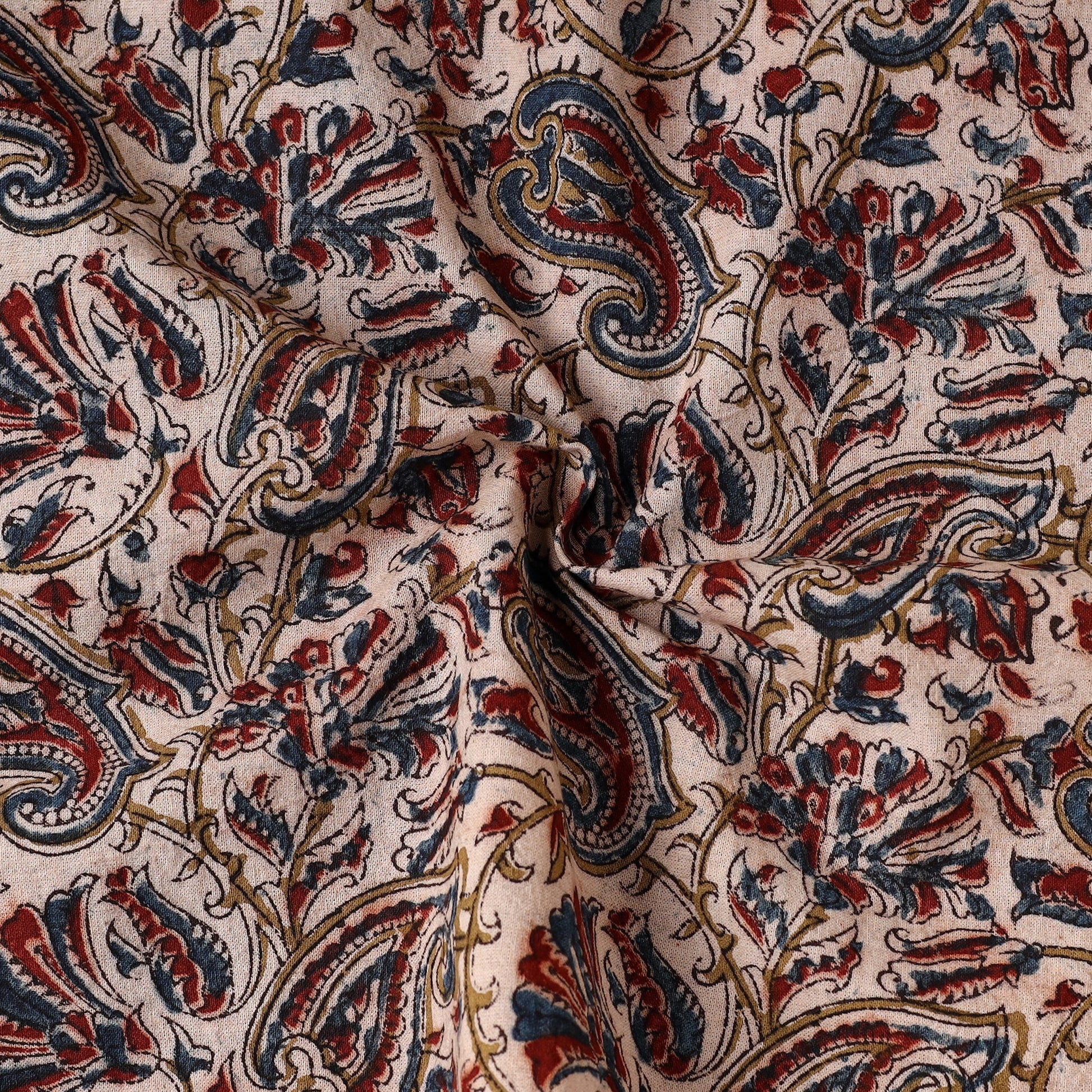 Beige - Pedana Kalamkari Block Printed Cotton Napkin (18 x 18 in) 18