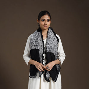 Black - Tie & Dye Gajji Silk Shibori Stole 20
