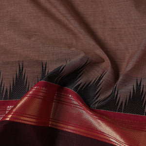Brown - Kanchipuram Cotton Fabric with Zari Border 02
